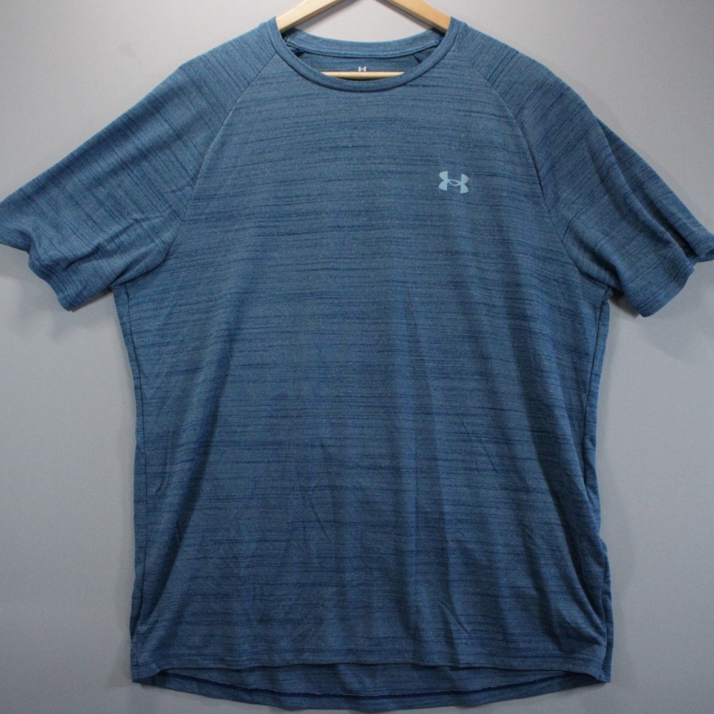 Under Armour Mens XL Blue Space Dye Heathered Loose Athletic Outdoor Stretch Tee